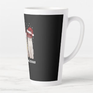 Frohe Weihnachten   Niedliche Katze mit dem Weihna Milchtasse