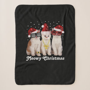 Frohe Weihnachten   Niedliche Katze mit dem Weihna Sherpadecke
