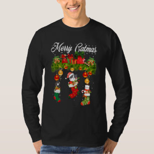 Frohe Weihnachten Niedliche Katzen in Socken Katze T-Shirt