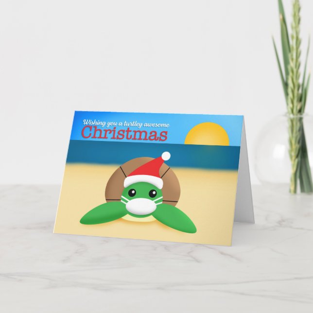 Frohe Weihnachten Niedliche Meeresschildkröte im G (Vorderseite)