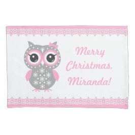 Frohe Weihnachten Niedliche Owl Pink Pillowcase fü Kissenbezug