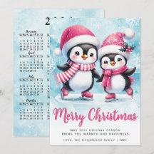 Frohe Weihnachten Niedliche Pinguin Ice Skater Blu