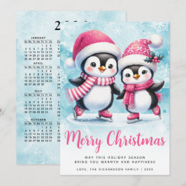 Frohe Weihnachten Niedliche Pinguin Ice Skater Ros