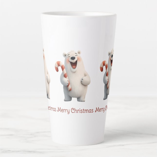 Frohe Weihnachten Niedliche Polar Bären Design Milchtasse (Vorderseite)