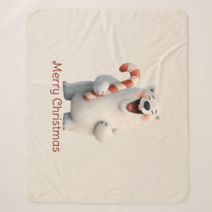 Frohe Weihnachten Niedliche Polar Bären Design Sherpadecke