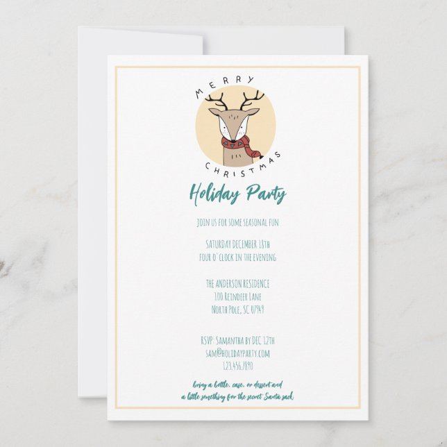 Frohe Weihnachten Niedliche Reindeer Holiday Party (Vorderseite)