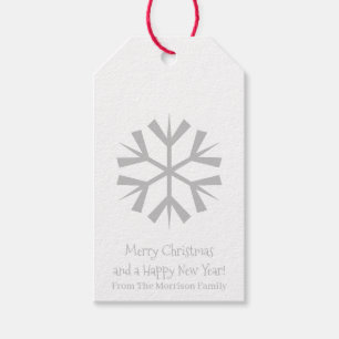 Frohe Weihnachten niedliche Schneeflocke grau Geschenkanhänger