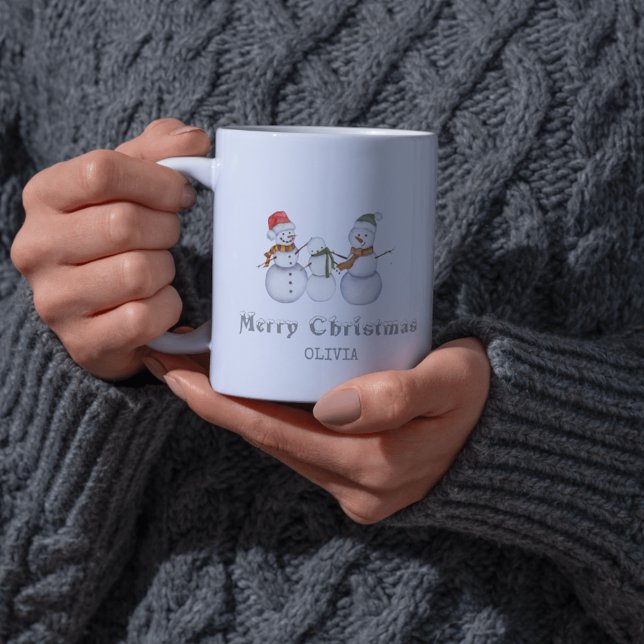 Frohe Weihnachten - Niedliche Schneemannsfamilie Kaffeetasse (Von Creator hochgeladen)