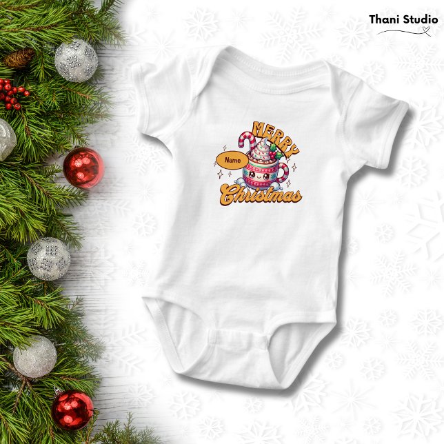 Frohe Weihnachten Niedliche Schokolade Tasse Baby Strampler (Von Creator hochgeladen)