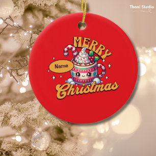 Frohe Weihnachten Niedliche Schokolade Tasse Keramik Ornament