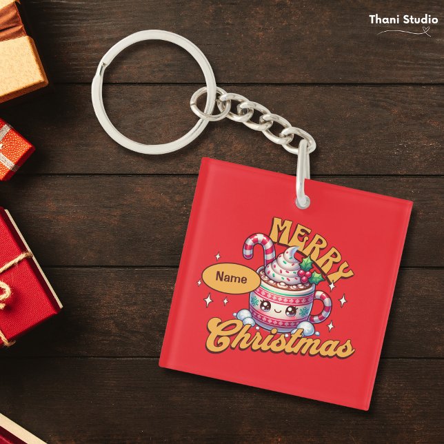 Frohe Weihnachten Niedliche Schokolade Tasse Schlüsselanhänger (Von Creator hochgeladen)