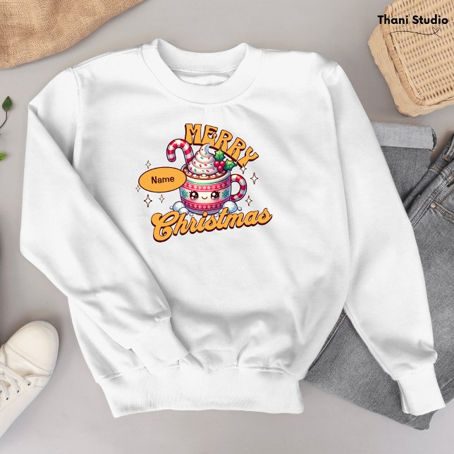Frohe Weihnachten Niedliche Schokolade Tasse Sweatshirt (Von Creator hochgeladen)
