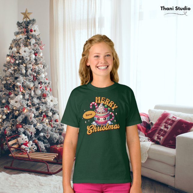 Frohe Weihnachten Niedliche Schokolade Tasse T-Shirt (Von Creator hochgeladen)