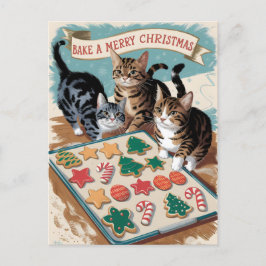 Frohe Weihnachten Niedliche Vintage Katzen Postkarte