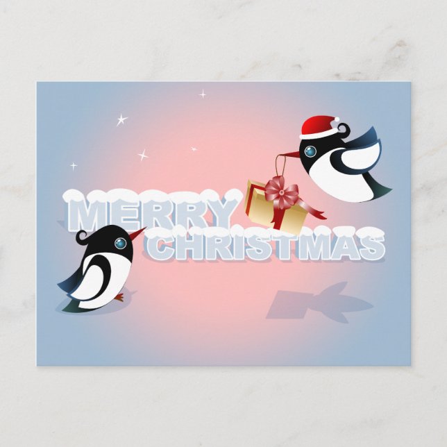 Frohe Weihnachten - Niedliche Vögel Weihnachten Ge (Vorderseite)