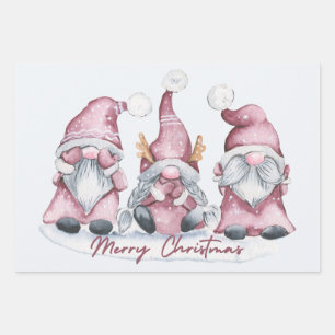 Frohe Weihnachten Niedliche Wasserfarbe Holiday Gn Geschenkpapier Set