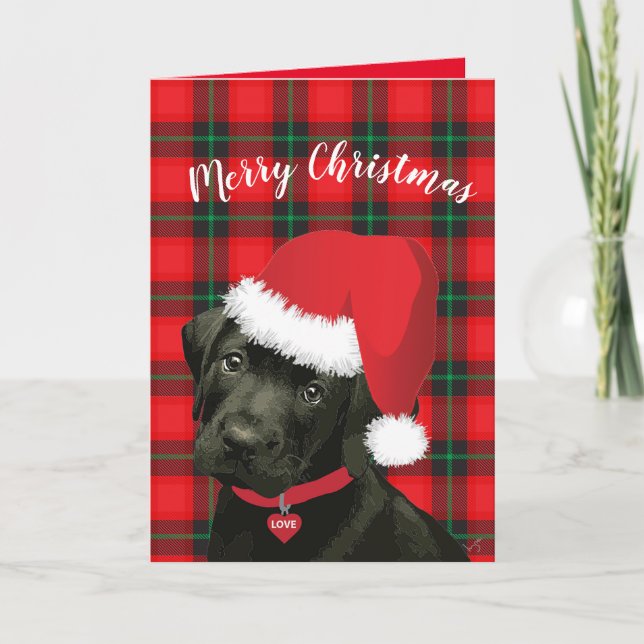 Frohe Weihnachten Niedliche Welpe mit Weihnachtsma (Vorderseite)