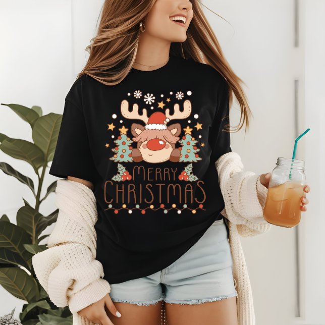 Frohe Weihnachten Niedliche Whimsical Festival Ren Tri-Blend Shirt (Von Creator hochgeladen)