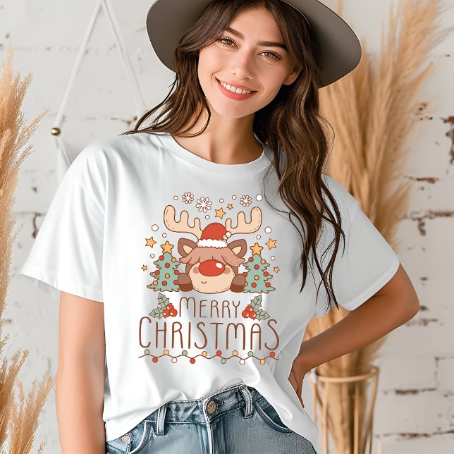 Frohe Weihnachten Niedliche Whimsical Festival Ren Tri-Blend Shirt (Von Creator hochgeladen)