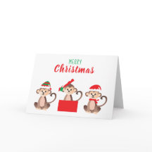 Frohe Weihnachten Niedlichen Affen Weihnachtsmänte