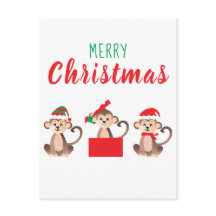 Frohe Weihnachten Niedlichen Affen Weihnachtsmänte