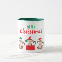 Frohe Weihnachten Niedlichen Affen Weihnachtsmänte Tasse