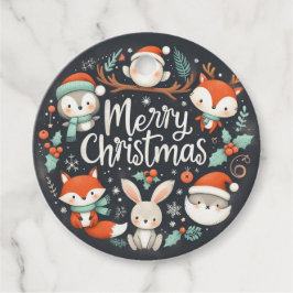 Frohe Weihnachten Niedlichen Füchse und Kaninchen Geschenkanhänger