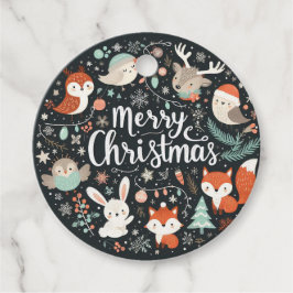 Frohe Weihnachten Niedlichen Füchse und Kaninchen  Geschenkanhänger