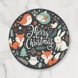 Frohe Weihnachten Niedlichen Füchse und Kaninchen  Geschenkanhänger