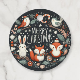 Frohe Weihnachten Niedlichen Füchse und Kaninchen  Geschenkanhänger
