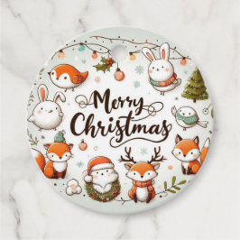 Frohe Weihnachten Niedlichen Füchse und Kaninchen  Geschenkanhänger