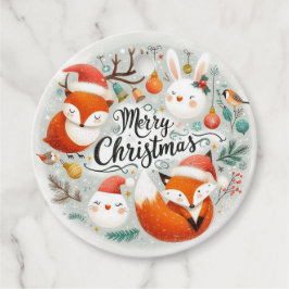 Frohe Weihnachten Niedlichen Füchse und Kaninchen  Geschenkanhänger