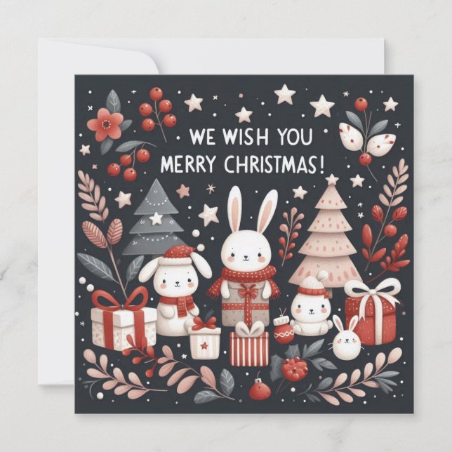 Frohe Weihnachten niedlichen Weihnachtsbunnies (Vorderseite)
