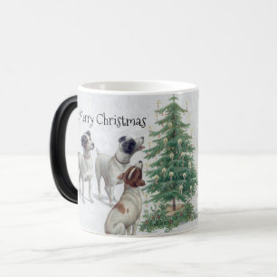 Frohe Weihnachten Niedlichen Welpen und Weihnachts Verwandlungstasse