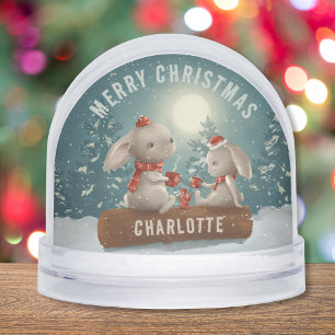 Frohe Weihnachten Niedlichen Winterhasen Personali Schneekugeln