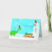 Frohe Weihnachten Niedlicher Cartoon Dinosaur Snow