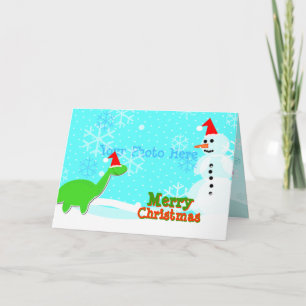 Frohe Weihnachten Niedlicher Cartoon Dinosaur Snow