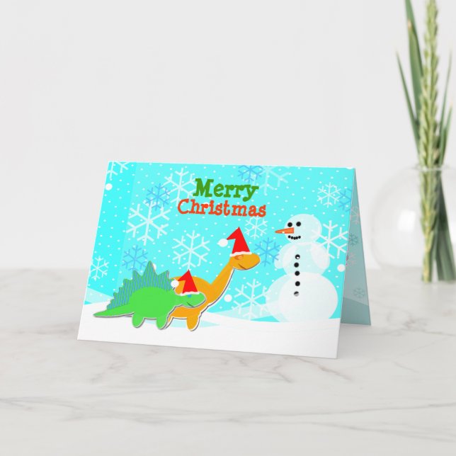 Frohe Weihnachten Niedlicher Cartoon Dinosaurier C (Vorderseite)
