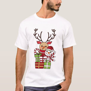 Frohe Weihnachten niedlicher Cartoon Rentierschnee T-Shirt
