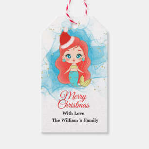 Frohe Weihnachten niedlicher Glitzer Mermaid-Gesch Geschenkanhänger