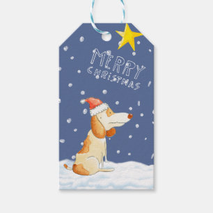Frohe Weihnachten - niedlicher Hund Geschenkanhänger