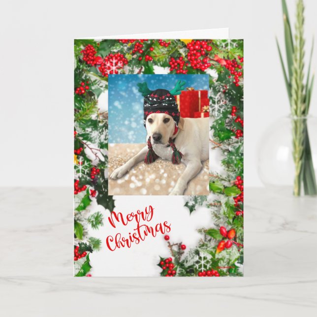 Frohe Weihnachten Niedlicher Hund mit Antlern anpa (Vorderseite)