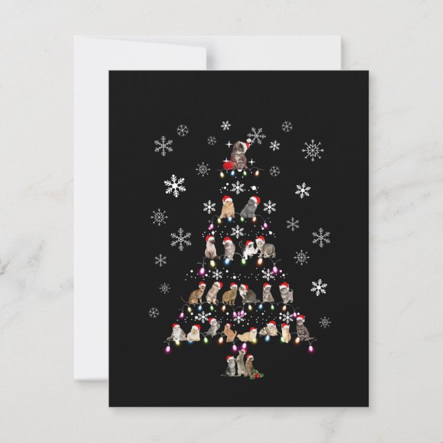 Frohe Weihnachten | Niedlicher Katzenweihbaum Dankeskarte (Vorderseite)