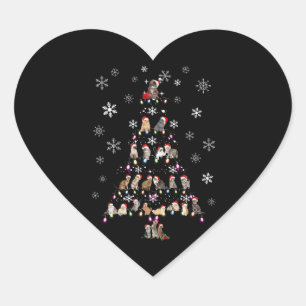 Frohe Weihnachten Niedlicher Katzenweihbaum Herz-Aufkleber