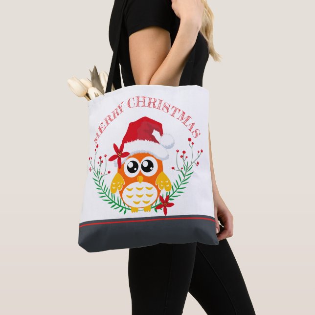 Frohe Weihnachten Niedlicher Owl Kraath Tasche (Von Nahem)