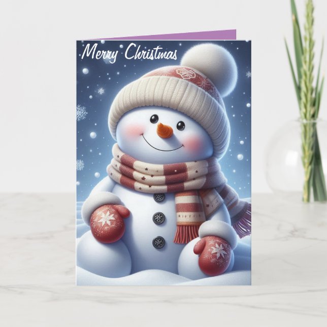 Frohe Weihnachten Niedlicher Schneemann Karte (Vorderseite)