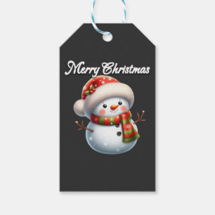 Frohe Weihnachten niedlicher Schneemann v2 Geschenkanhänger