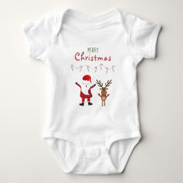Frohe Weihnachten Niedlicher Weihnachtsmann Reinde Baby Strampler
