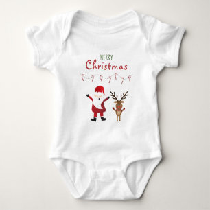 Frohe Weihnachten Niedlicher Weihnachtsmann Reinde Baby Strampler
