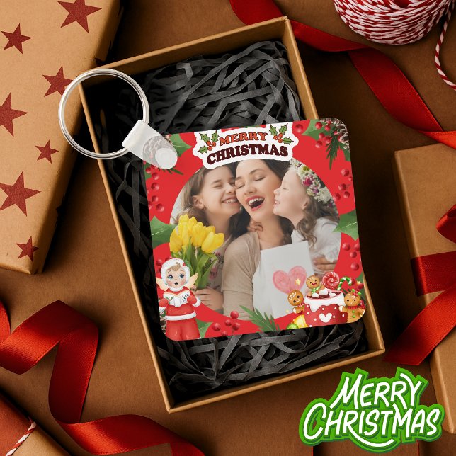 Frohe Weihnachten Niedliches Foto Custom Schlüssel Schlüsselanhänger (Von Creator hochgeladen)